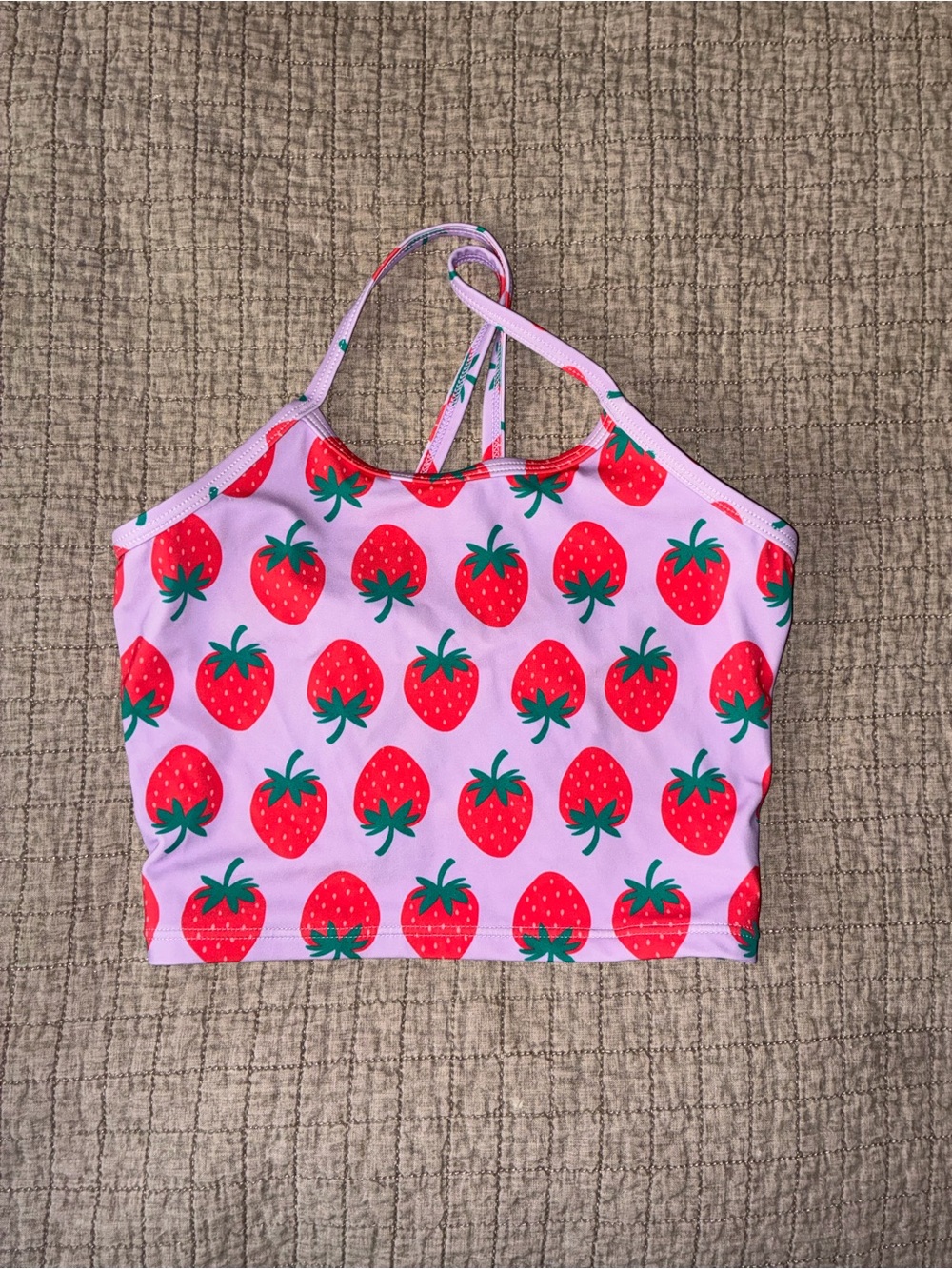Quince Pink Tank Top with Red Strawberry Print